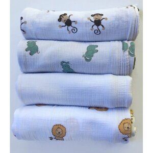 Aden + Anais Muslin Swaddle Baby Blankets Set of 4 Jungle Animals